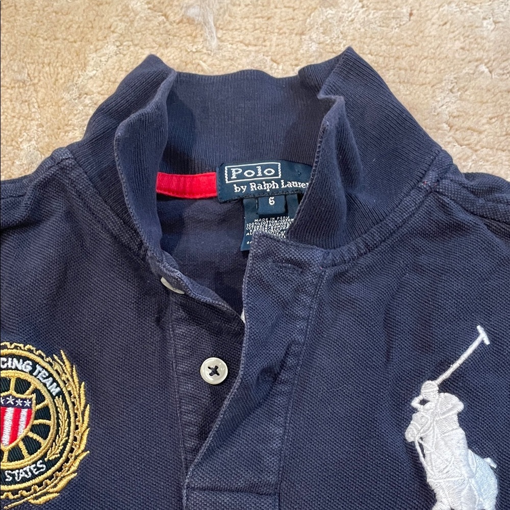 Polo by Ralph Lauren Kids Navy Racing Team Polo Shirt Top 6 and Carters 6 Pants - Picture 6 of 10